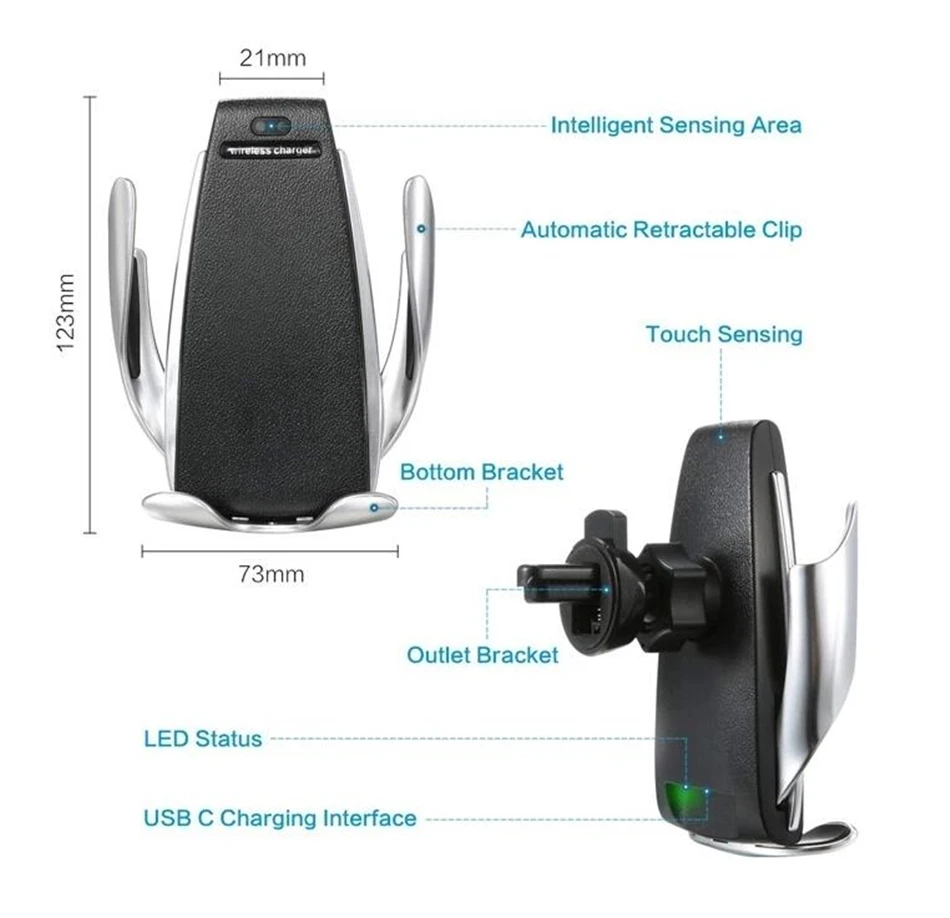 10 Вт, беспроводное автомобильное зарядное устройство, автоматическое зажимное устройство для быстрой зарядки, держатель для телефона, крепление в машину для Xiaomi Mi 9 8, iPhone, samsung, смартфон