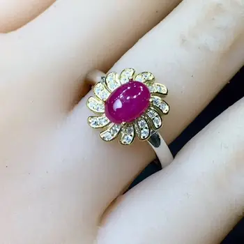 

Simple And Stylish Natural Ruby Ring Inlaid With S925 Sterling Silver Seiko Gold Plating Craft Gift