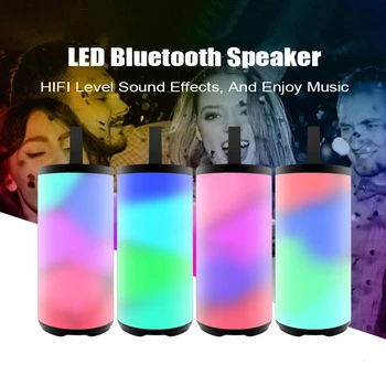

Portable Bluetooth 5.0 Speaker Outdoor Waterproof Subwoofer Column 3D Stereo Wireless Soundbox Support AUX FM TF With Led Light