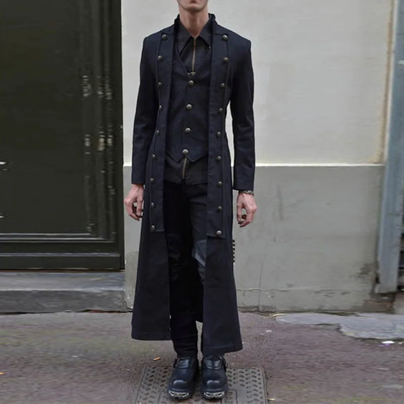 

Fashion 2019 Super Long Men Jacket Button Chaqueta Hombre Casual Slim Veste Homme Autumn Windbreaker Hombre Coat