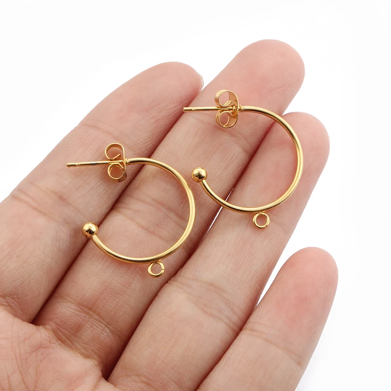 Gold plated 6 шт. позолоченные серьги из нержавеющей стали с крюком, Соединитель с петлей, бисер, сделай сам, ювелирные изделия, аксессуары для изготовления сережек - Цвет: Gold plated