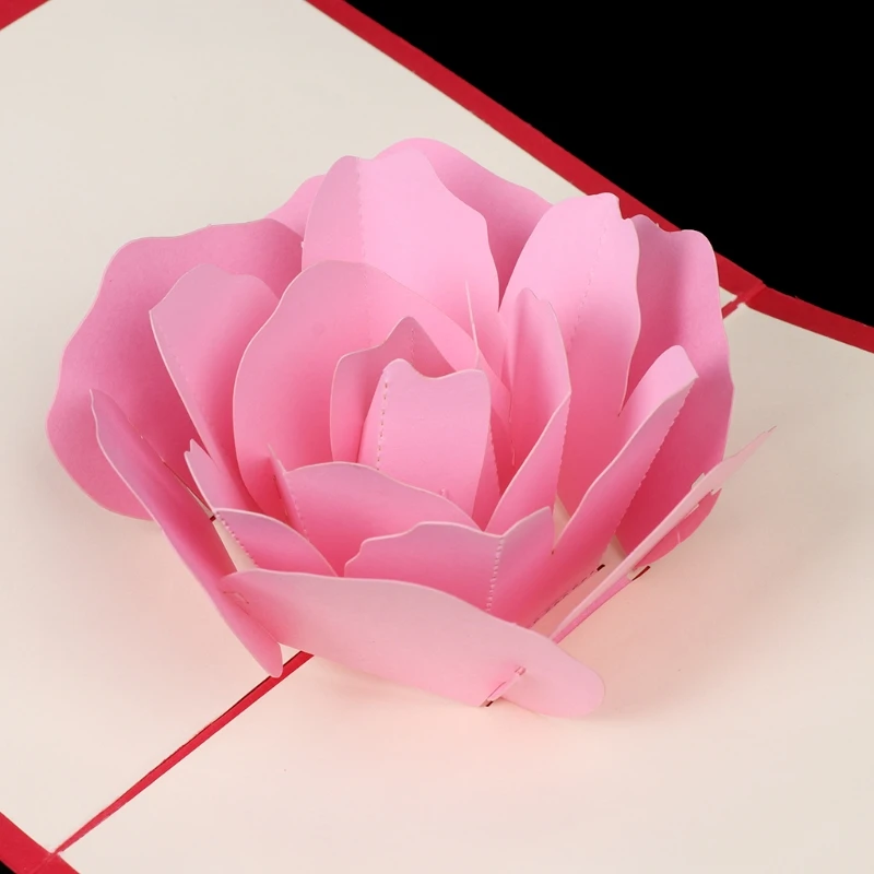 3D всплывающие поздравительные открытки ручной работы роза цветок день рождения Рождество День Святого Валентина H7EA