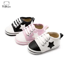 Новые парусиновые спортивные кроссовки для новорожденных мальчиков и девочек, обувь для первых шагов, мягкая Нескользящая Розовая обувь для малышей