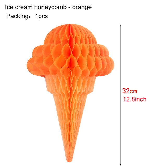 Ice Cream Summer Party Decoration Honeycomb Hanging Decor Boy Birthday Baby Shower Tropical Hawaiian Ice Cream Banner Supplies orange