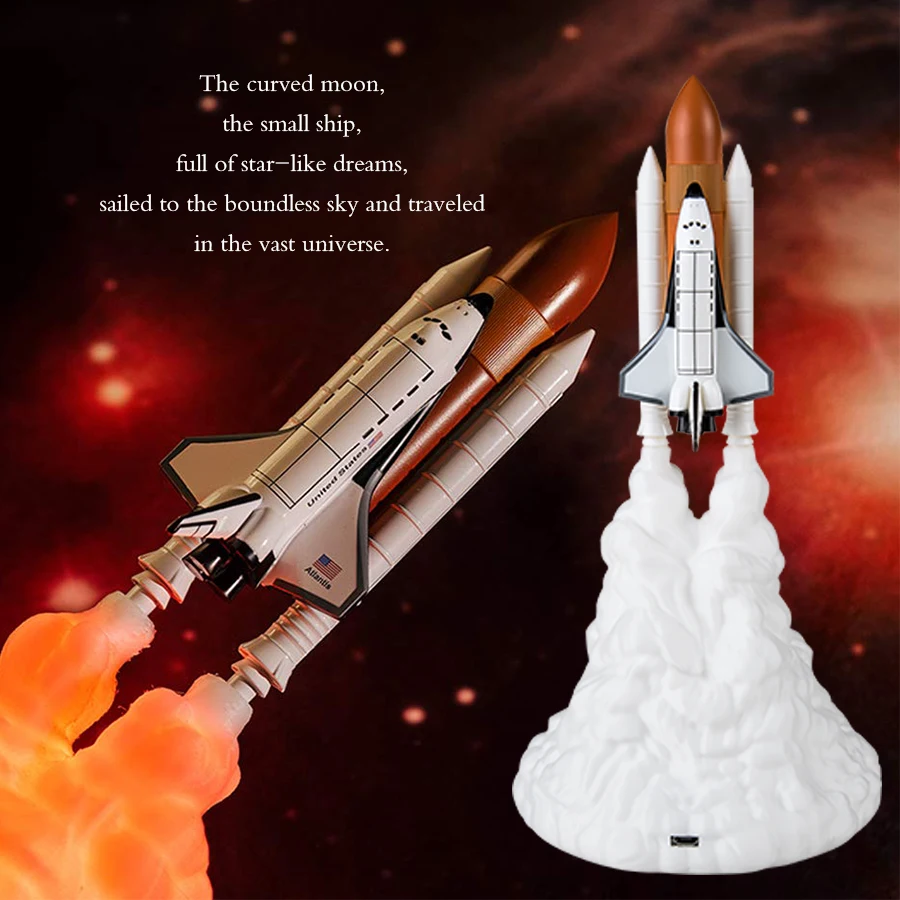 Dropshipping 3D Print Space Shuttle Lamp Rocket Night Light Lights for Space Lover Indoor Home Desk Table Moon Night Lamp Decor