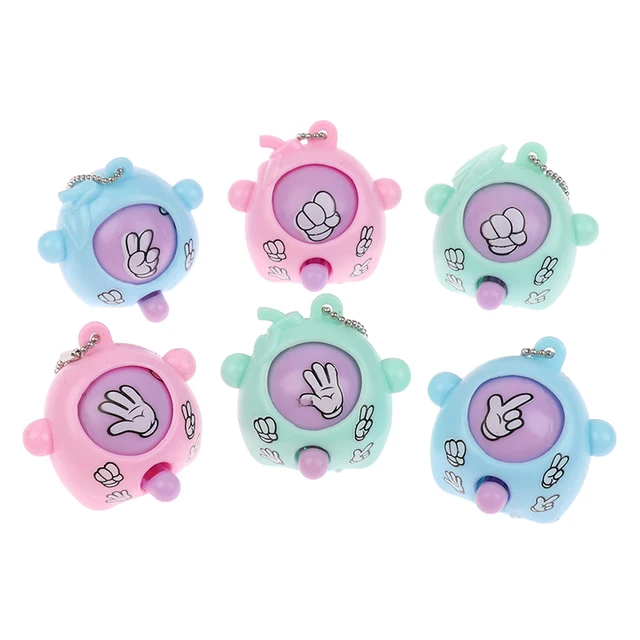 6 Pcs/lot Mini Mora Device Fair Finger-guessing Game Rock Paper Scissors Play Toy Round Egg Delicate and Funny Key Chain Pendant 4