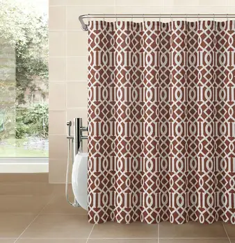 

Bronzing Reddish Brown White Geometry Decor Home Decor Shower Curtain Sets with Hooks Polyester Fabric Great Gift