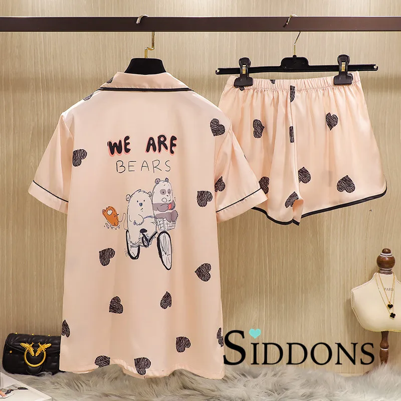 Siddons 2020 Summer New Pajamas Women's Spring Silk Thin Section Summer Loose Simulation Silk Two-piece Suit Home Service