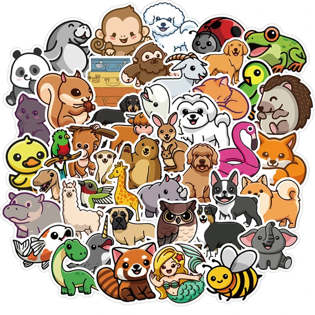 10/30/50PCS Kawaii Animal Cartoon Stickers Skateboard Fridge Phone Guitar Motorcycle Luggage Decal Sticker Fun for Kid Toy 10PCS