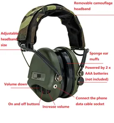 TCIHEADSET Airsoft MSASORDIN, auriculares tácticos de caza, protección auditiva electrónica, reducción de ruido, tiro
