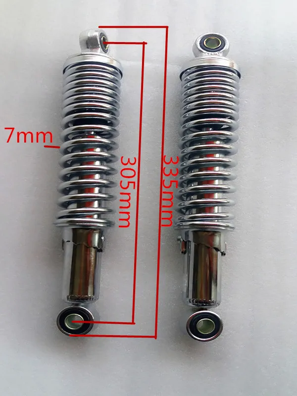 Хром CG125 300 мм/305 мм/310 мм/325 мм 7 мм Пружинные задние амортизаторы для Honda CX500/Yamaha/Suzuki/Kawasaki/Dirt bikes/ATV