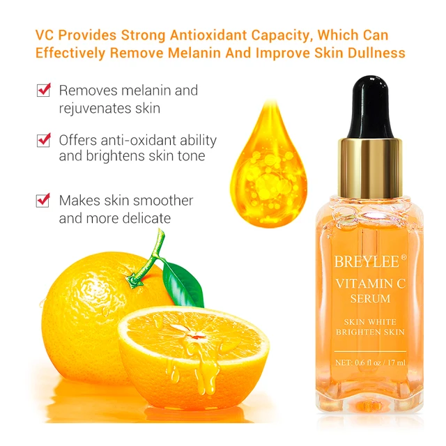 Vitamin c Serum Anti-aging Whitening VC Essence Oil Topical Facial Serum with Hyaluronic Acid Vitamin E Cosmetic 17ml 5