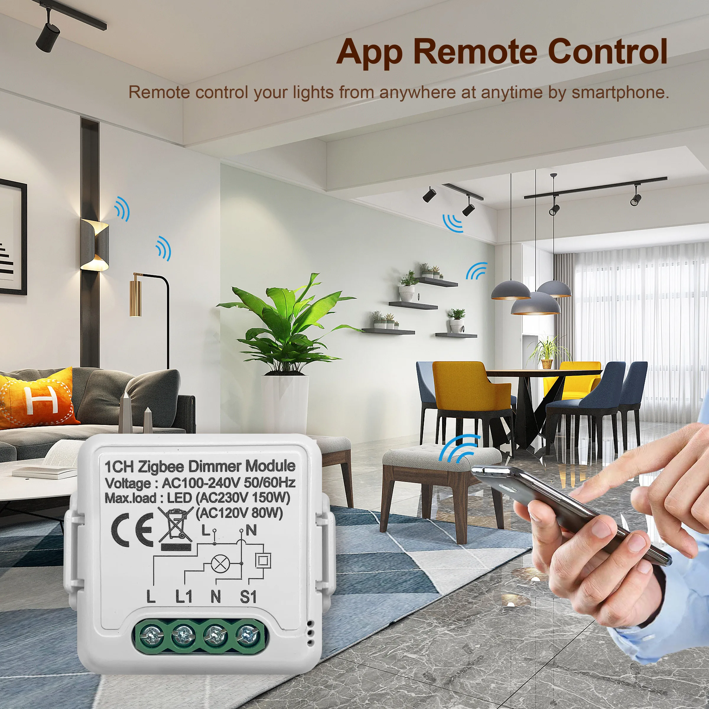 Módulo de Interruptor Funciona com Alexa Casa do Google Giger Tuya Zigbee Inteligente Dimmer 10a - 16a Suporta 2 Vias Controle Interruptor Regulável 3.0 - Image 5