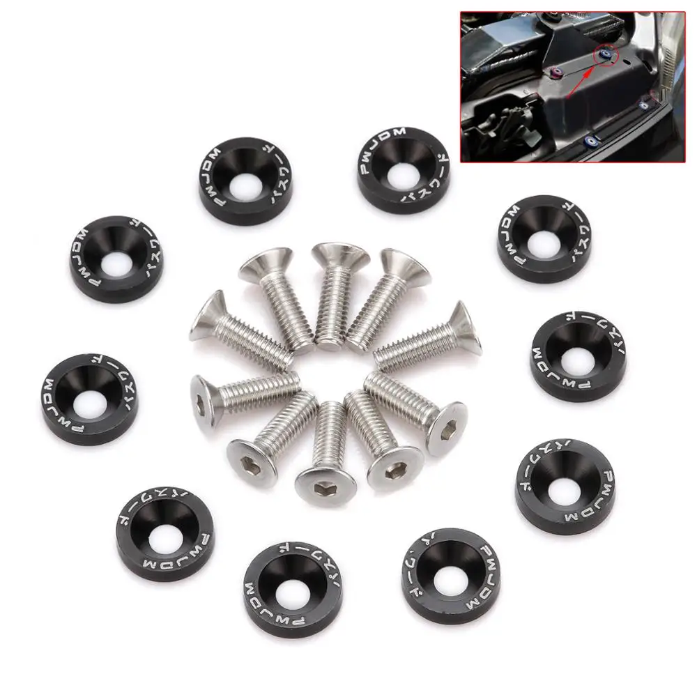 20X Black JDM Billet Aluminum Fender/Bumper Washer/Bolt Engine Bay Dress UP KIT 20X Black JDM Billet Aluminum Fender/Bumper Washer/Bolt Engine Bay Dress UP KIT