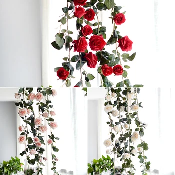 

1.8 m Rose Vine, Wedding Ceiling Winding Simulation Fake Flower Rose Rattan, Simulation Suitable for Wedding, Home Decoration