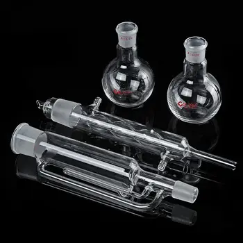 

Efficient 4Pcs/lot 250ml Lab Glass Soxhlet Extractor Condenser Set + 24/29 Flat Bottom Flask 283MM 40/38 Tube Lab Glassware Kit