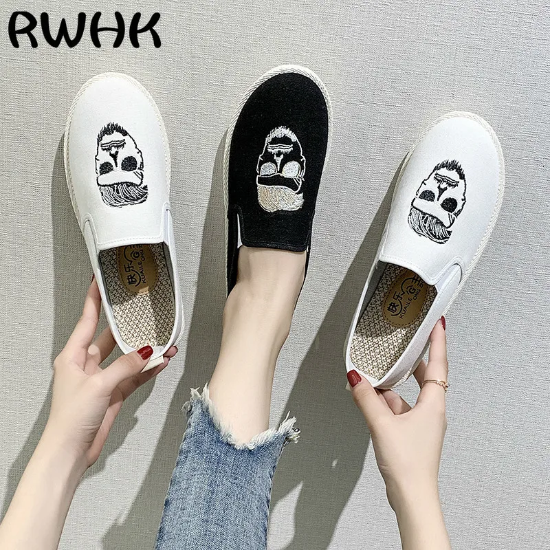 

RWHK New shoes female 2019 summer new soft bottom old Beijing lazy shoes breathable cloth shoes linen tide shoes M049