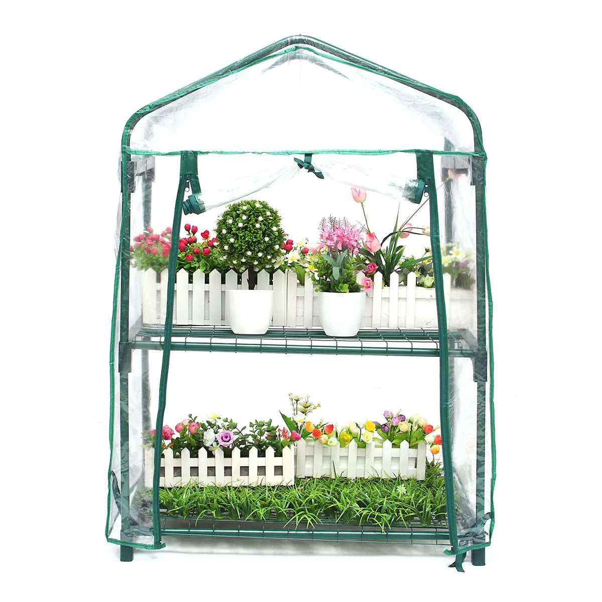 

2 Layers Mini Greenhouse Home Outdoor Vegetables Flower Plant Pot Gardening Shelves Warm Room Winter Shelter Shade 70x50x95cm