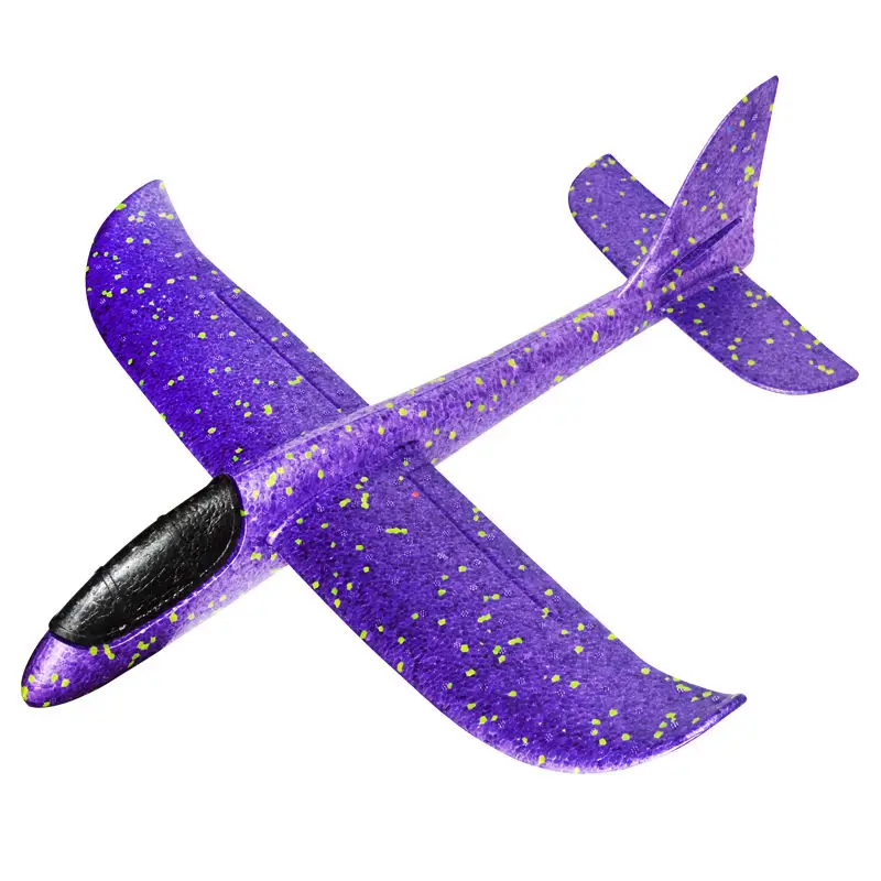 Планер самолеты ручной бросок Летающий DIY светодиодный мигающий самолет модель самолета Пена аэроплан вечерние игрушки для детей подарок для детей - Цвет: 48cm Purple