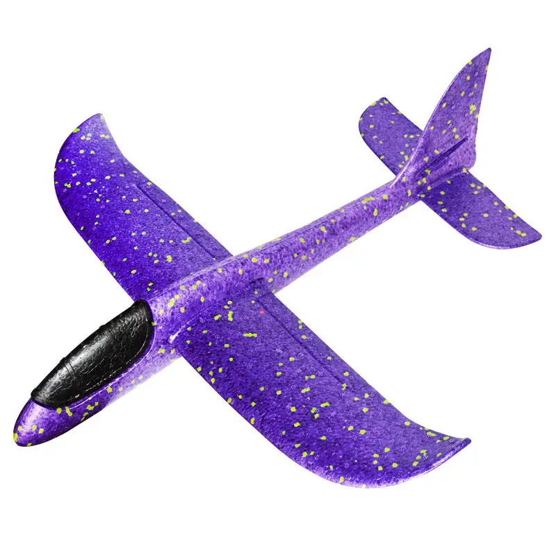 48cm Purple Планер самолеты ручной бросок Летающий DIY светодиодный мигающий самолет модель самолета Пена аэроплан вечерние игрушки для детей подарок для детей - Цвет: 48cm Purple