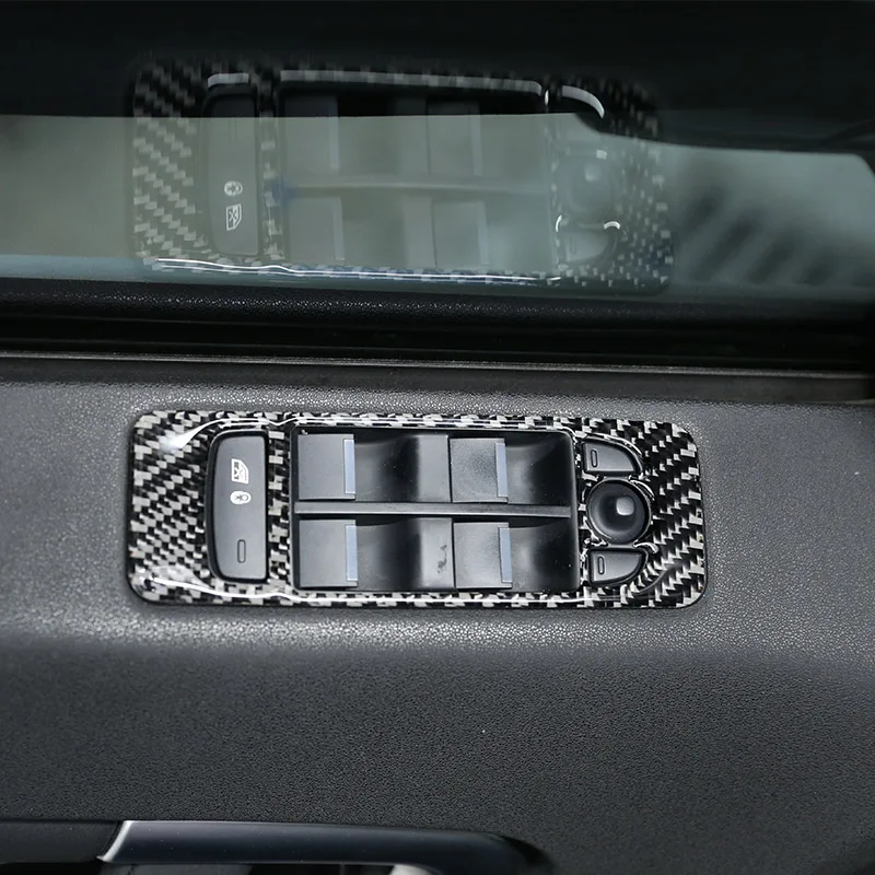 Углеродное волокно Кнопка подъема окна автомобиля рамка отделка наклейки для Land Rover Дискавери Спорт аксессуары
