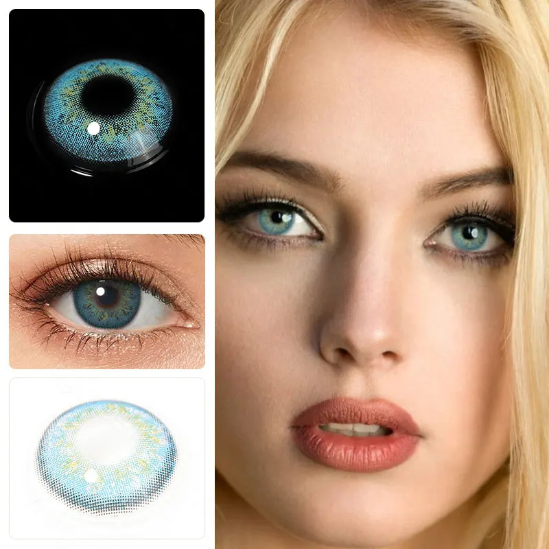 Azul lentes de contacto contactos verdes para los ojos oscuros 1 par de contactos ojos contactos con el Color de los ojos