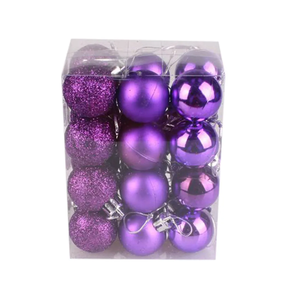 40mm 24Pcs Christmas Tree Decor Ball Bauble Xmas Party Hanging Decor Ball Ornament Decorations For Home Christmas Decorations - Color: Purple