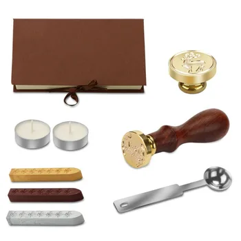 

Vintage Christmas Wax Seal Stamp Set For Decorating Envelopes Gift Packing Furnace Melting Spoon Pot Tools Kit