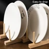 Dish Drain Rack Dinnerware Bamboo Wooden Kitchen Organizer Tray Plate Drying Shelf Wooden Book Cups Display Stand Drainer Holder 5