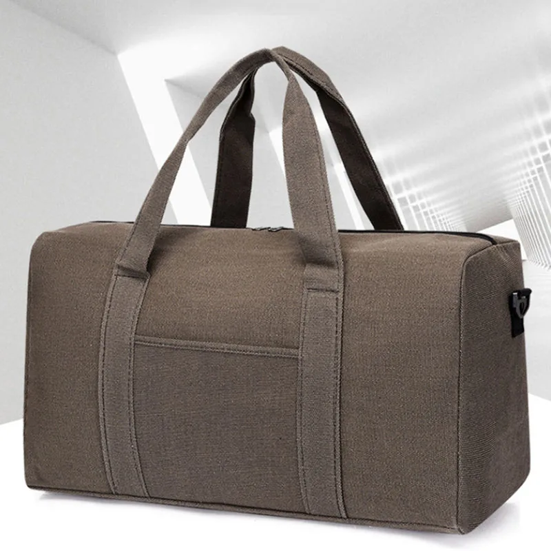 Men Folding Travel Bag Large Capacity Canvas Unisex Luggage Storage Bag Outdoor Portable Shoulder Fitness Duffel