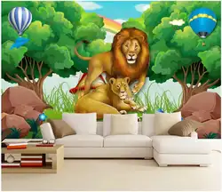 Пользовательские фото обои для стен 3 d фрески обои Лес животных мобилизация лес Лев детская комната стенная роспись для детской комнаты