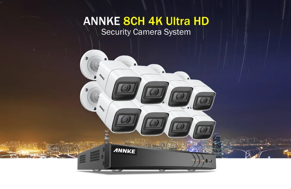 ANNKE 4K Ultra HD 8CH DVR комплект H.265 CCTV камера система безопасности 8MP система видеонаблюдения ИК Открытый ночное видение комплекты видеонаблюдения