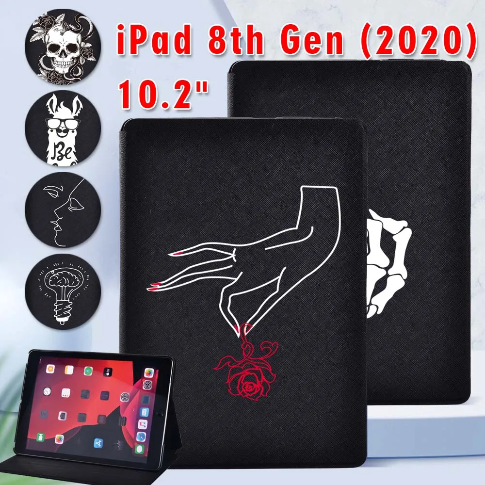 

PU Leather Case for Apple IPad 8 2020 8th Generation 10.2 Inch Tablet Stand Cover Case + Free Stylus