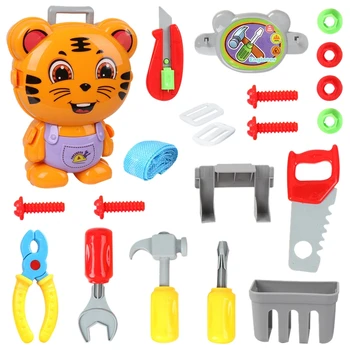 

Children's Cartoon Backpack Through Home Suitcase Toy Doctor Kitchen Engineering Cosmetic Toys Set Tiger Engineer Toys
