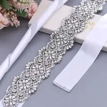 S04B Luxury Wedding Belt Rhinestone Women Sash Bridal Belt For Wedding Dress Crystal Pearl Belt For Girl Party Night Dress