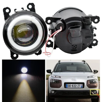 

2PCS Car Front Bumper LED Lamp Fog Lights with Angel Eye For C itroen C4 CACTUS 2014 2015 2016 For Citroeumln C-Zero 2009-2018