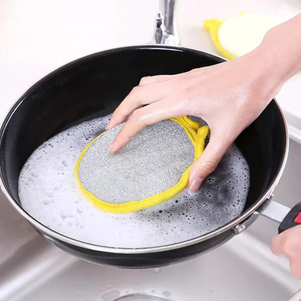 

Round Double-Sided Kitchen Cleaning Tools Strong Decontamination Non-stick Sponge Magic Tiles Brush