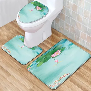 

Archaize Texture Carpet Sanitary 3-piece Toilet Mat Non-slip Absorbent Bathroom Floor Rug Bathtub Foot Pads