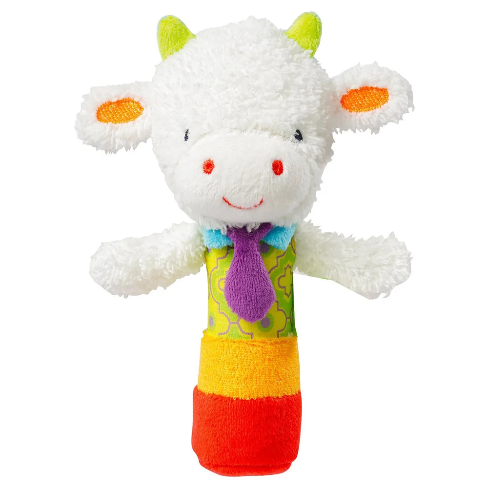 sheep Short velvet development touch visual and tactile Baby Rattles cute cartoon animal BB device stick hand grab rattles plush toy - Цвет: sheep