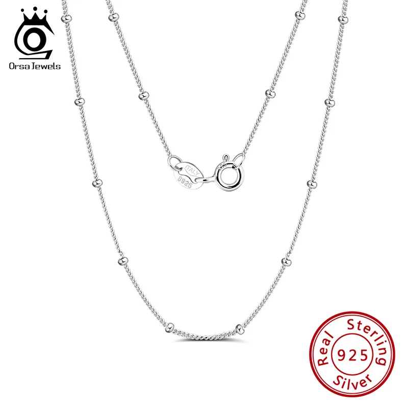 ORSA JEWELS ожерелье из итальянской искусственной серебряной боковой цепи с шариком 2
