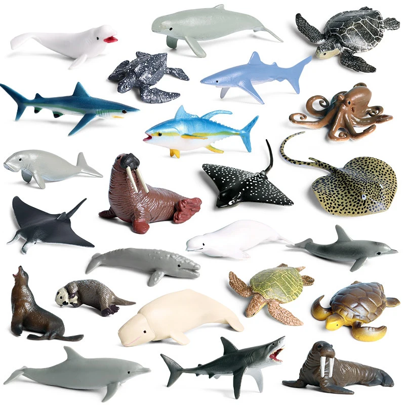 Plastic Ocean Animals Figure Sea Creatures Dolphin Turtle  Model Toys Lovely 