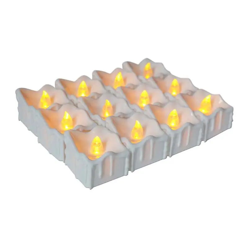 

12Pcs Square Battery Operated LED Electric Candle Lights Flameless Tealights Flickering Wedding Christmas Festival Party Decor