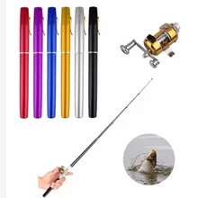 Portable Pocket Telescopic Mini Fishing Pole Pen Shape Folded Fishing Rods With Reel Wheel Folded River Lake Stream Fishing