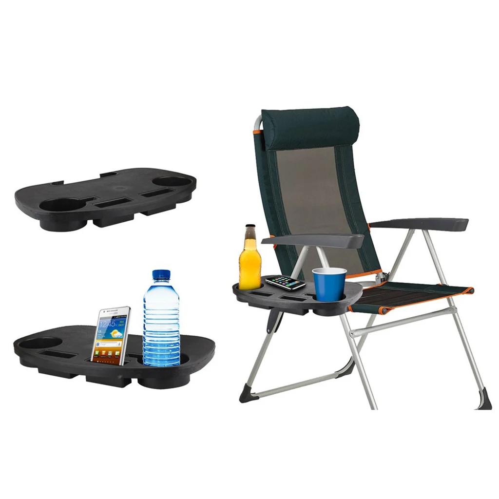 2 Pieces Folding Leisure Chair/Zero Gravity Chair Cup Holder with Mobile Phone Slot & Snack Tray 12.7'' x 7.4''