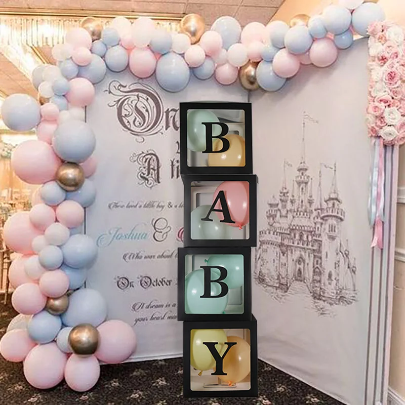 Детский душ 4 шт. прозрачная коробка шар 1-й День рождения Babyshower вечерние украшения Свадебный декор любовь ребенок Подарочная коробка поставки