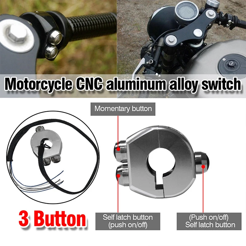 

ZXMT Motorcycles Scooter Alunimun M-Switch 3 Push Button Cafe Racer 7/8'' Handlebar Control ON-OFF Light Switch For KTM Suzuki
