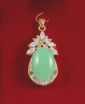 Wholesale FREE HH##HH##Light Green Jade Crystal Flower Yellow Gold Plated Pendant &amp Necklace | Украшения и аксессуары