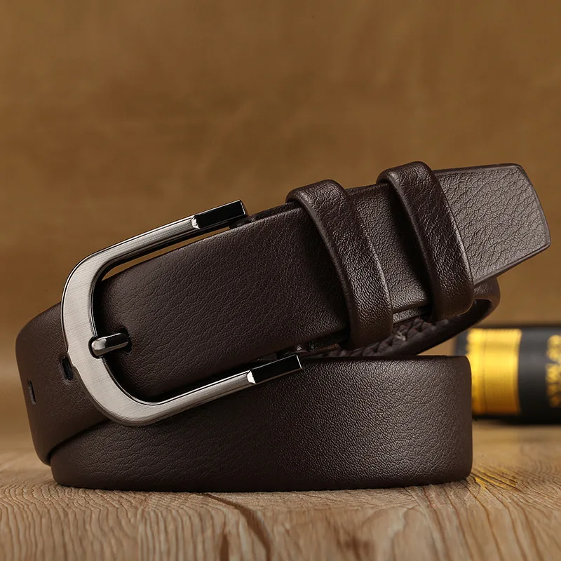 Роскошный дизайн пояса деловые мужские с пряжкой кожаные ремни для джинсов коричневый ретро ремень классический ceinture homme