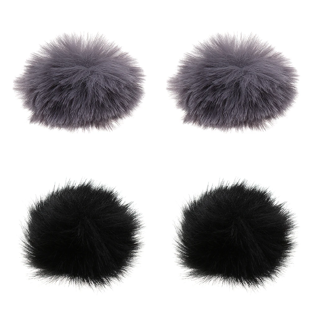 2 пары муфты для микрофона Couverture Pare-Brise Furry Couverture защита для переделки микрофона студия(2 x черный, 2 x серый