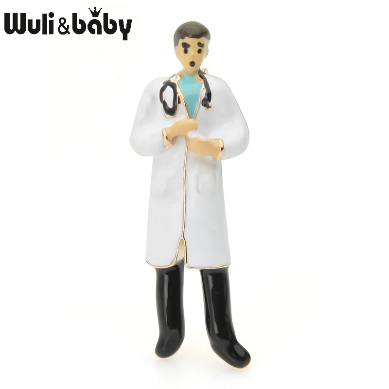 Wuli&baby эмаль доктор Броши для женщин и мужчин фигурки из сплава металла больница доктор дизайн профессиональная брошь для вечеринки булавки подарки